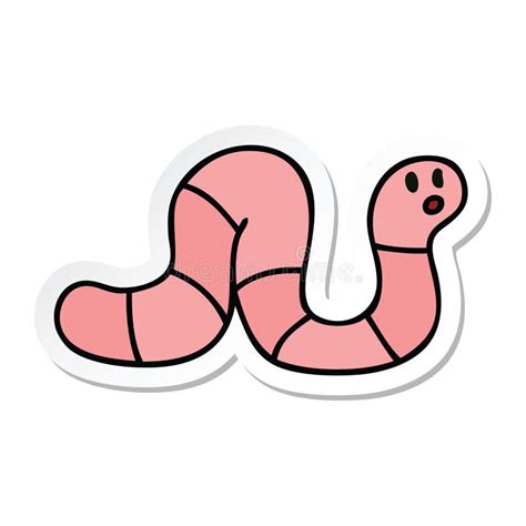 Sticker Of A Quirky Hand Drawn Cartoon Worm Stock Vector Illustration