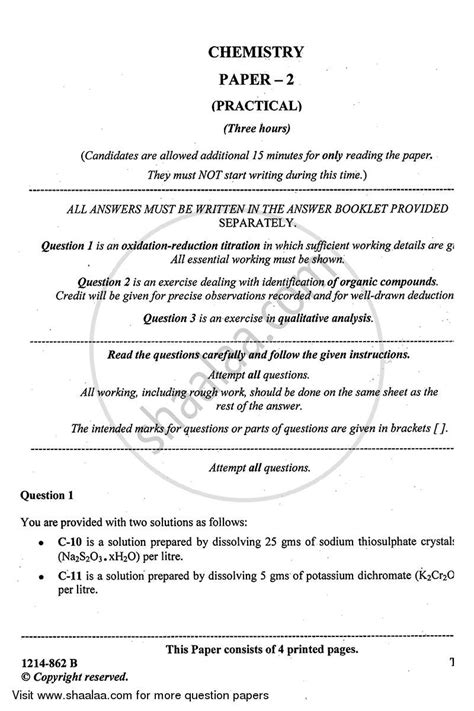 Chemistry Practical Class 12 Scribd India