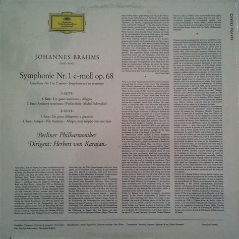 Symphonie Nr C Moll Op By Johannes Brahms Herbert Von Karajan