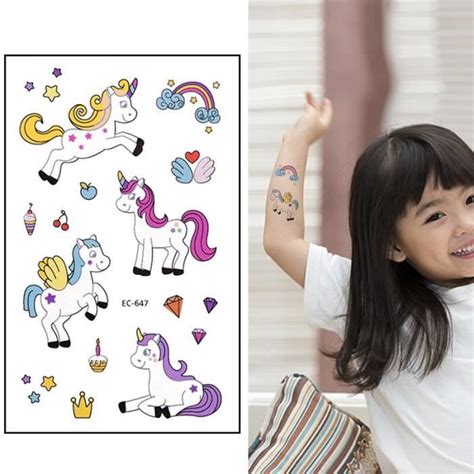 Autocollant De Tatouage Licorne Pour Enfants Faveurs Tatouage