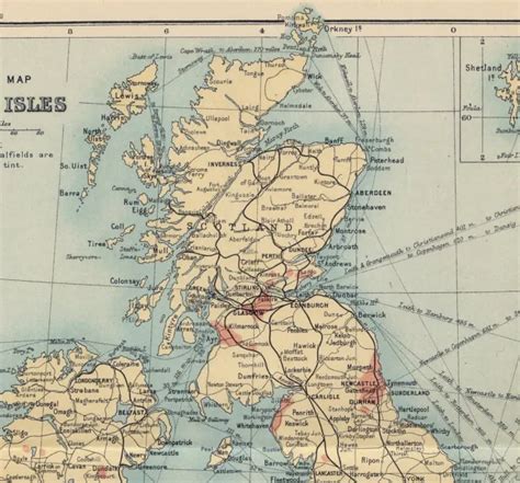 1912 Antique Railway Map Of British Isles England Scotland Ireland