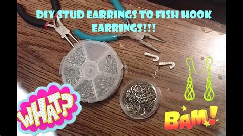 DIY STUD EARRINGS TO FISH HOOK EARRINGS DIY YouTube