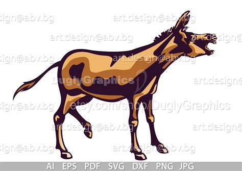 Vector Braying Donkey Colored Ai Png Eps Pdf Svg Dxf  Etsy