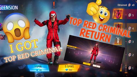 TOP RED CRIMINAL FINALLY BACK I GOT TOP RED CRIMINAL FREE FIRE NEW