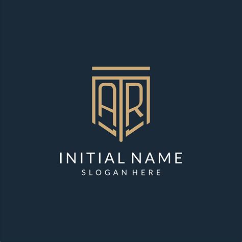 Initial AR Shield Logo Monoline Style Modern And Luxury Monogram Logo