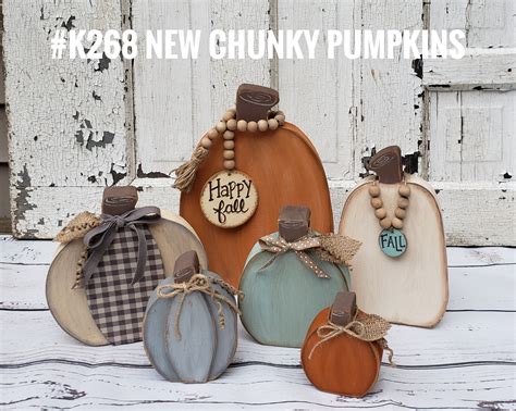 K268 Chunky Wood Pumpkins Fall Craft Template Pattern PDF and - Etsy