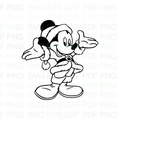 Mickeymousesantachristmas Outline Svg Dxf Eps Pdf Png Cr Inspire