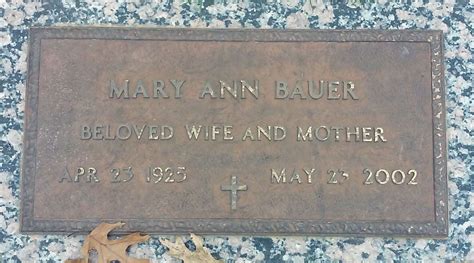 Mary Ann Mcmurry Bauer Find A Grave Memorial