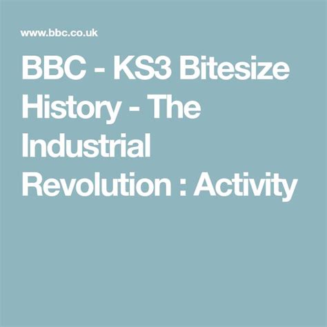 Bbc Ks3 Bitesize History The Industrial Revolution Activity Industrial Revolution