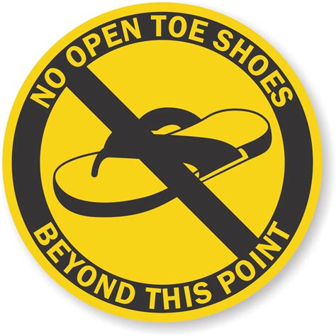 No Open Toe Shoes Beyond This Point Adhesive Floor Sign