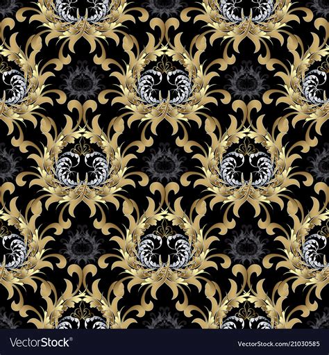 Baroque seamless pattern gold baroque wallpaper Vector Image