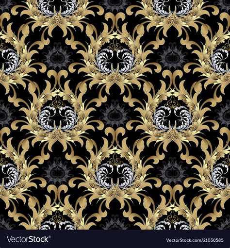 Baroque Seamless Pattern Gold Baroque Wallpaper Vector Image