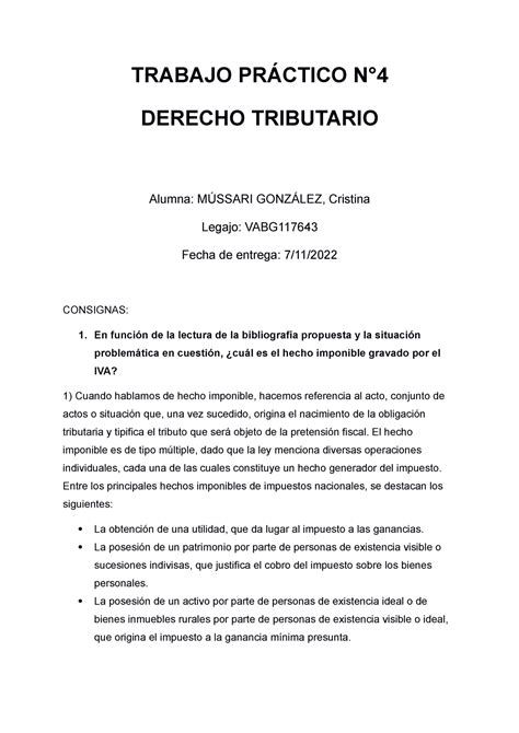 Pr Ctico Practico Tributario Aprobado Trabajo Pr Ctico N