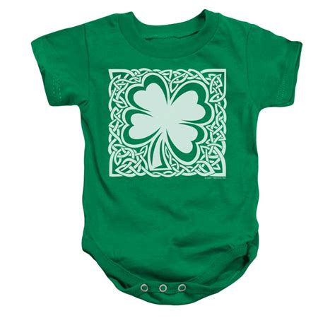 St Patricks Day Baby Romper Celtic Clover Kelly Green Infant Babies