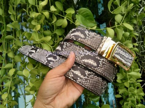 Gray Genuine Python Leather Belt For Men Handmade Leather Etsy