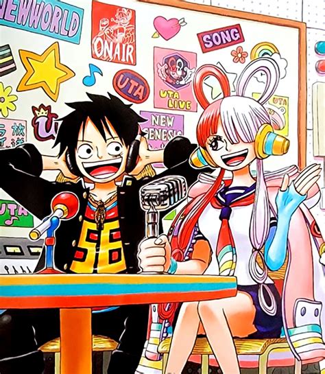 Luffy and Uta from One Piece Gakuen : r/OnePiece