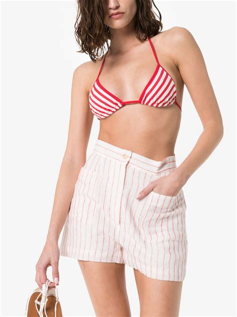 Valentino Garavani Stripe Triangle Bikini Set Browns