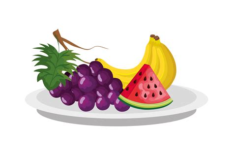 Isolated Plate With Fruits Vector Design Vector Art At Vecteezy