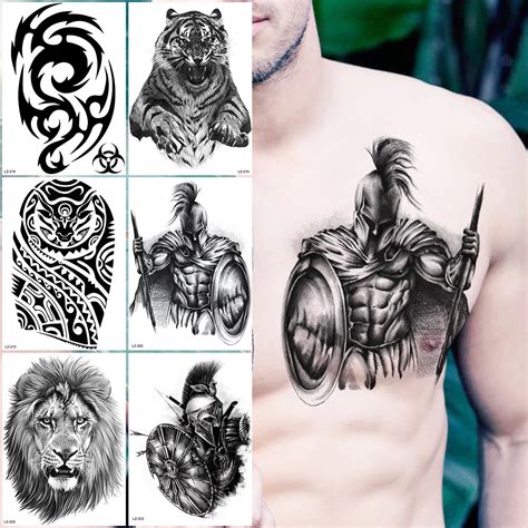 Tatuagens Tempor Rias Guerreiro Espartano Para Homens Tatuagem Falsa 3D