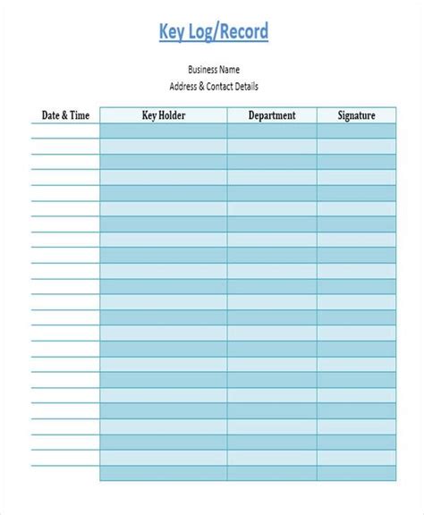 Key Log Templates 11 Free Printable Word And Excel Formats Samples