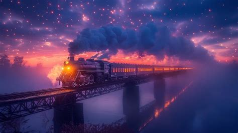 Majestic Train Journey At Twilight Generative Ai Premium Ai Generated