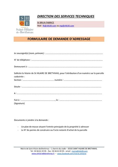 Demande D Adressage Mairie De Saint Hilaire De Brethmas Mairie De