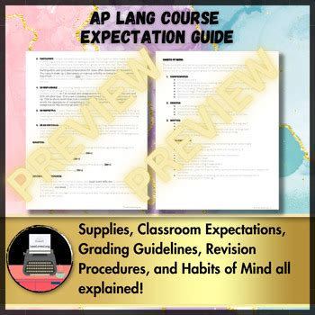 AP Lang Course Expectation Guide By LanzLovesLang TPT