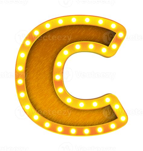 C Retro Cinema Light Bulb Sign Alphabet 13090192 PNG