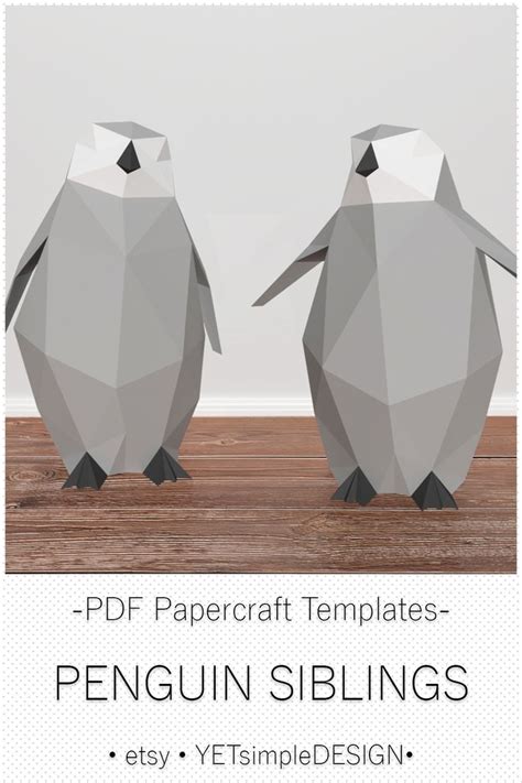 Papercraft Penguins Printable Diy Template Baby Penguins Penguin