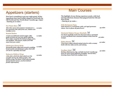 Columbian Exchange Menu - A Definition of History