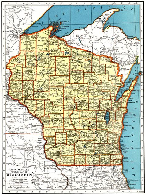 MAP OF WISCONSIN Printable Photo