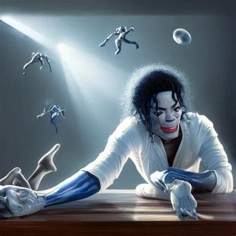 Michael Jackson Lying On A Table In The Background Stable Diffusion