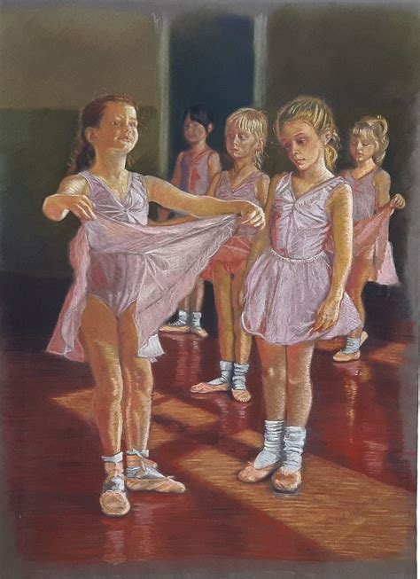 Dance Class Rehearsal Original Oil Pastel Painting Signed By The Artist