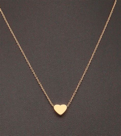 Dainty Necklace Tiny Gold Heart Delicate Fine Chain 16k