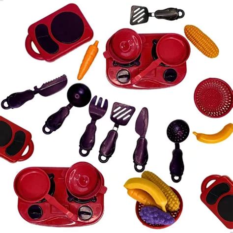 Kit Cozinha Fog O Infantil De Brinquedo Panelinhas Frutas Cor Vermelho