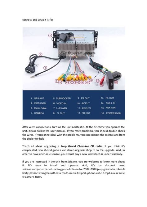 Removal And Wiring Diagram For 2002 2007 Jeep Grand Cherokee Cd Radio