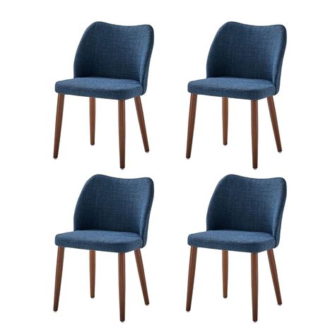 Jayden Creation Eliseo Navy Modern Upholstered Dining Chair With Solid