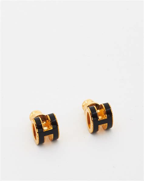 Explore A Hermès Black And Gold Lacquered Mini Pop H Earrings