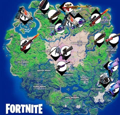 Alla The Locations Of The Exotic Weapons Via Venommeaks R FortNiteBR