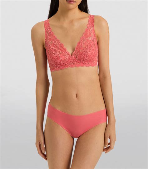 Womens Hanro Orange Lace Moments Soft Cup Bra Harrods {countrycode}