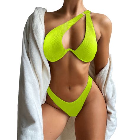 Gaqlive Multi Sexy Women Swimwear Split Swimsuit One Shoulder Bikini