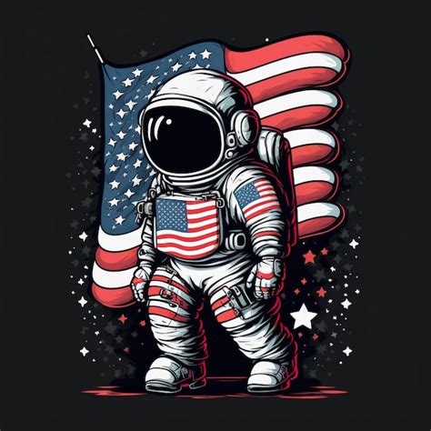 Premium Photo Astronaut Design With American Flag