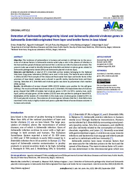 (PDF) Detection of Salmonella pathogenicity island and Salmonella plasmid virulence genes in ...