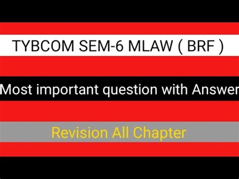 Business Regularity Framework Mlaw Revision Most Imp Question With