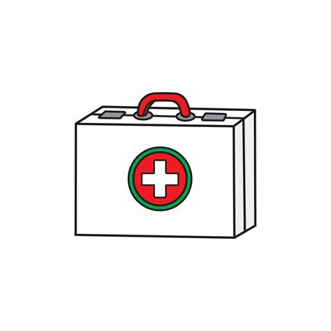 Kids Drawing Cartoon Vector Illustration First Aid Kit Isolated On