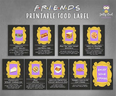 Friends TV Themed Party Food Label | Party food labels, Food labels, Friends tv