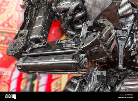 Robot Sculpture Made From Scrap Metal Stock Photo Alamy