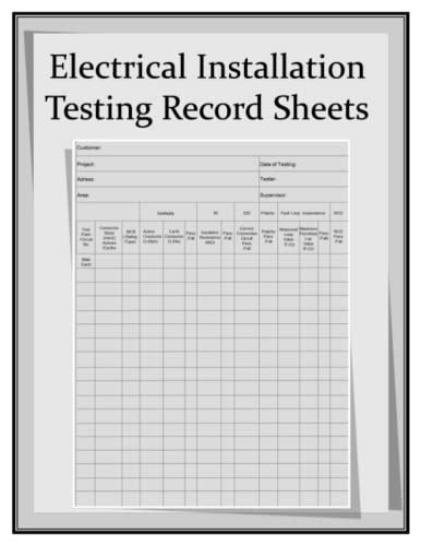 Electrical Installation Testing Record Sheets Electrical Inspection