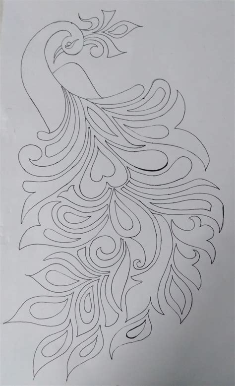 Peacock drawing outline – Artofit