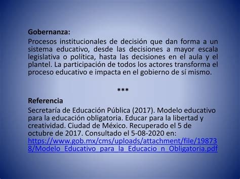 Gobernanza Sem Modelo Educativo Para La Educacion Obligatoria PPT